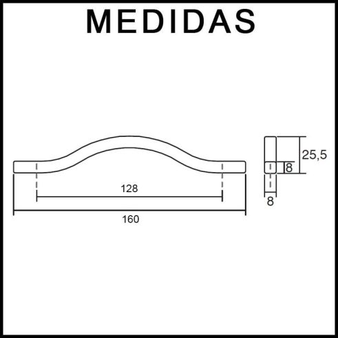 Medidas Tirador Viefe 00452 Asa Brave 160 mm. Blanco Mate