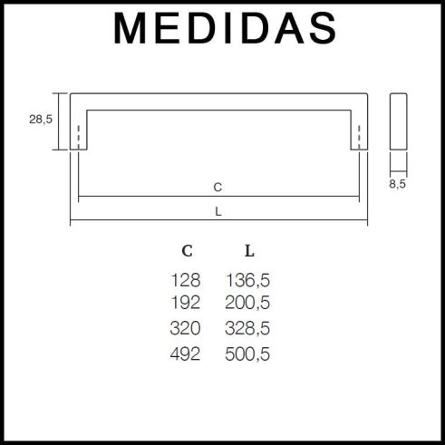 Medidas Tiradores Viefe 0056 Asa U