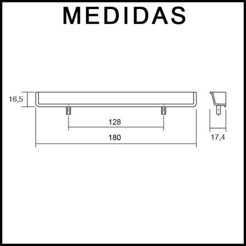 Medidas Tirador Viefe 0094 embutido Hide 180 mm.