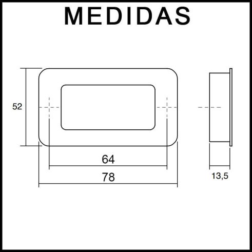 Medidas Tirador Viefe 0243 embutido LOW 78 mm.