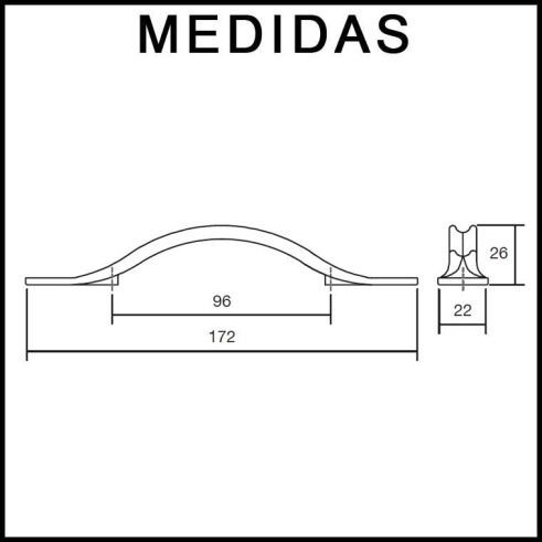 Medidas Tirador Viefe 0405 Asa Raviolo Latón Antiguo