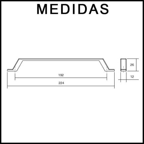 Medidas Tirador Viefe 041 asa Verso 224 mm.